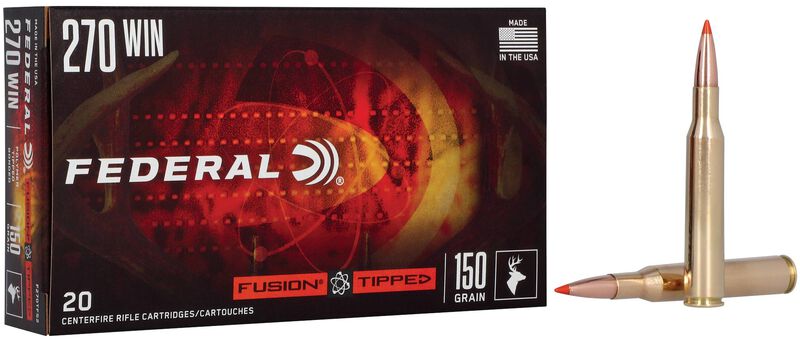 Fusion Tipped Rifle, 270 Win, 150 Grain, Fusion Tipped, 2850 fps 270 Win Caliber Ammo - 20 Rounds of 150 Grain Weight Ammunition (F270TFS2)